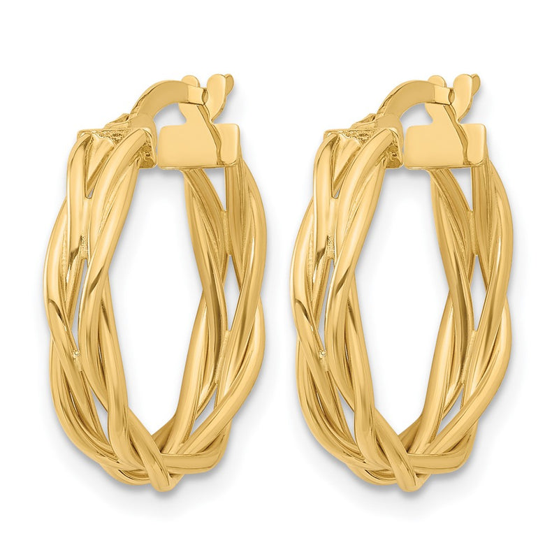 14K Yellow Gold Polished Braided Hoop Earrings