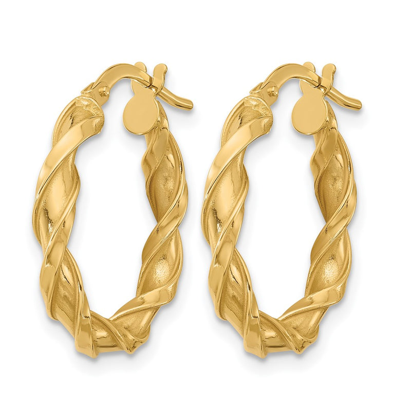 14K Yellow Gold Polished Twisted Hoop Earrings