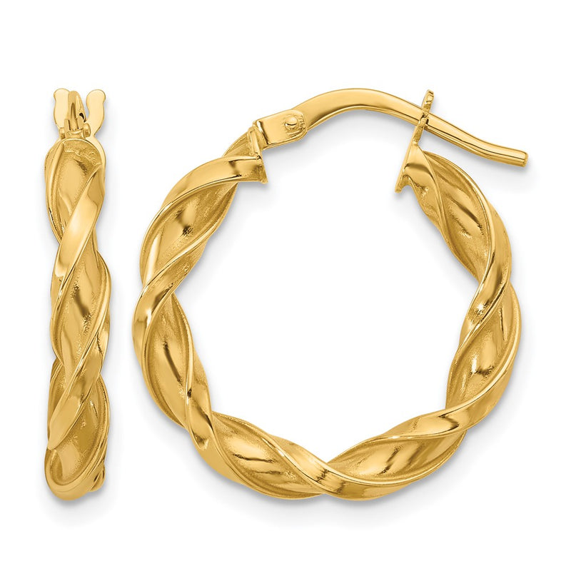 14K Yellow Gold Polished Twisted Hoop Earrings