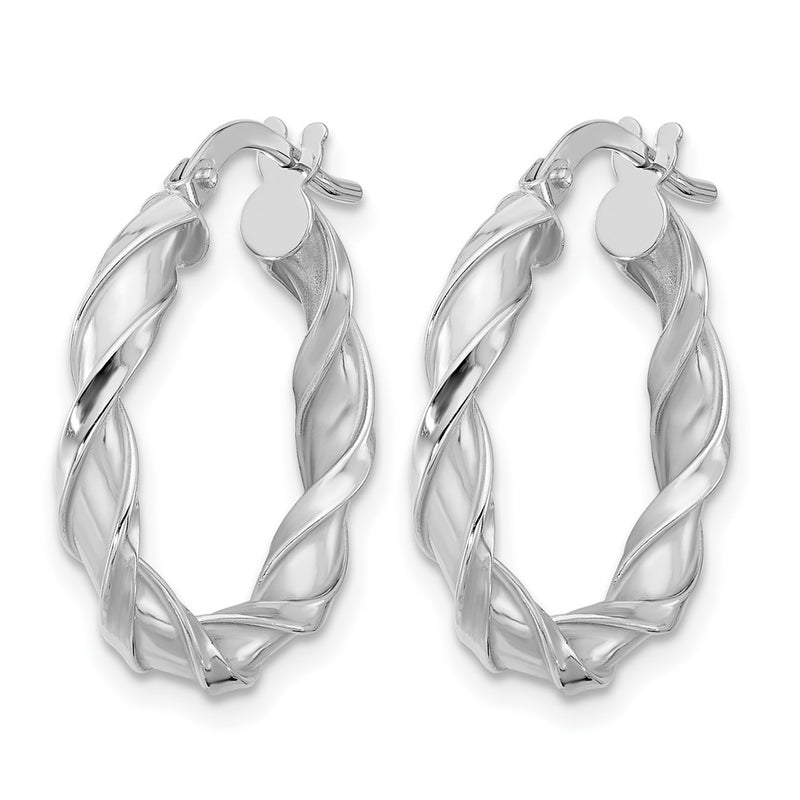 14K White Gold Polished Twisted Hoop Earrings