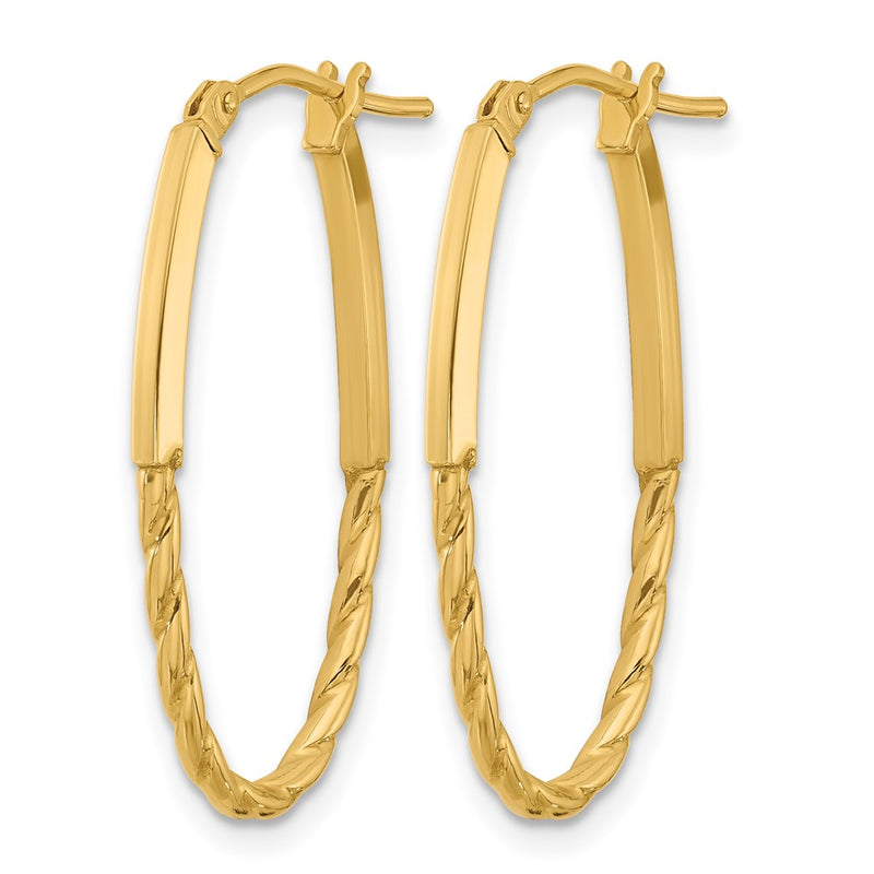 14K Yellow Gold Polished Oval Hoop Earrings