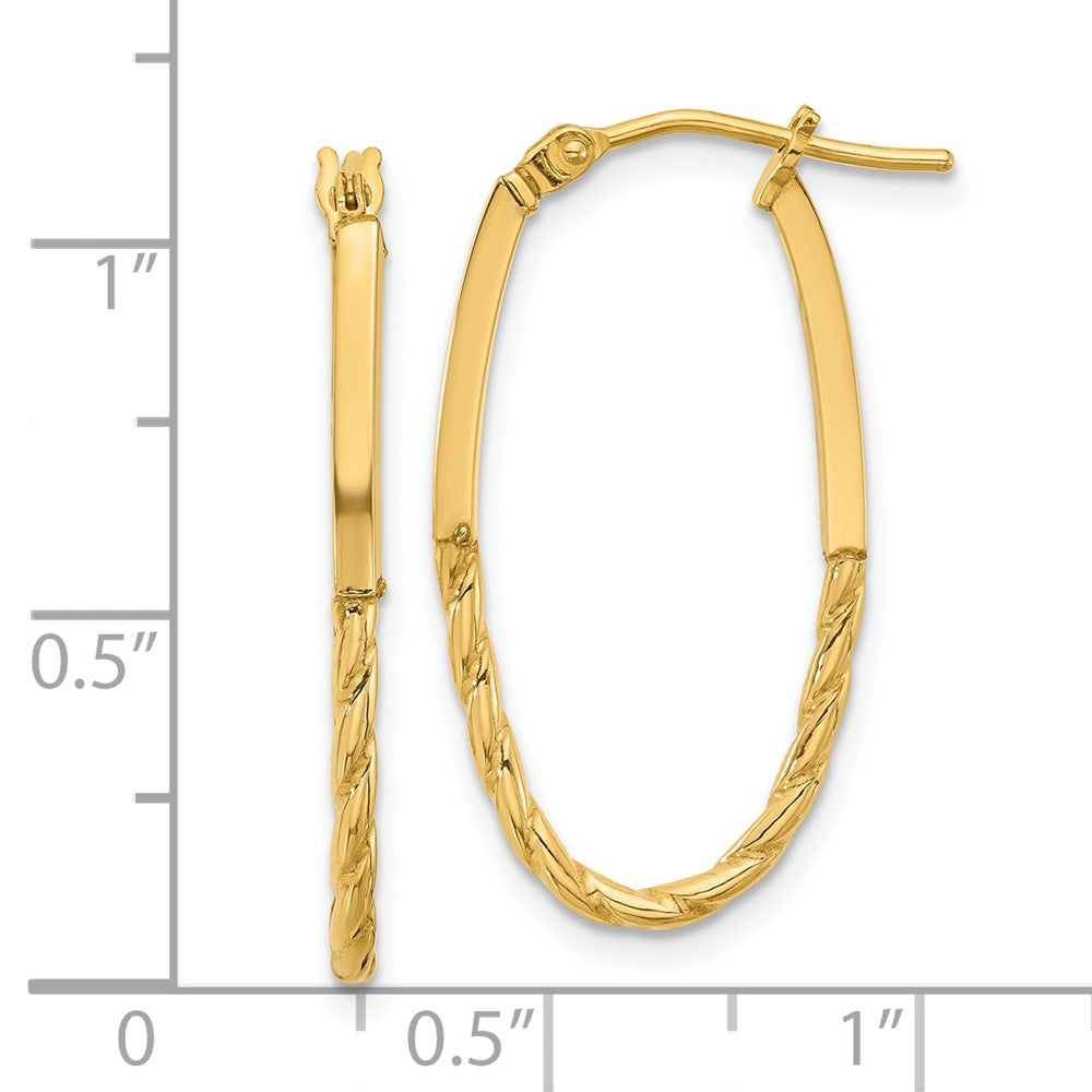 14K Yellow Gold Polished Oval Hoop Earrings