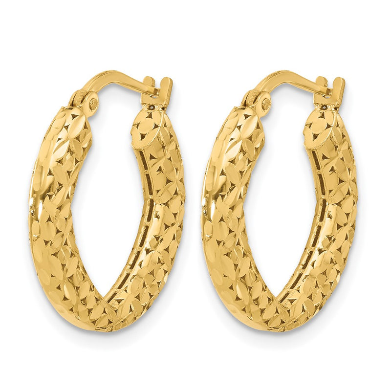 14K Yellow Gold Polished And D/C Hoop Earrings