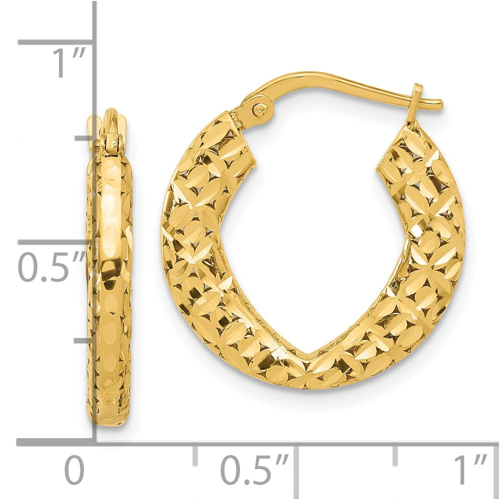 14K Yellow Gold Polished And D/C Hoop Earrings