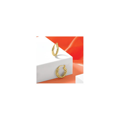14K Yellow Gold Polished And D/C Hoop Earrings