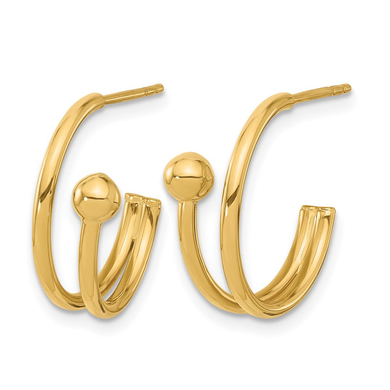 14K Yellow Gold Polished J Hoop Earrings