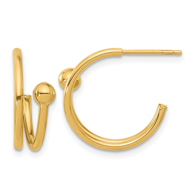 14K Yellow Gold Polished J Hoop Earrings