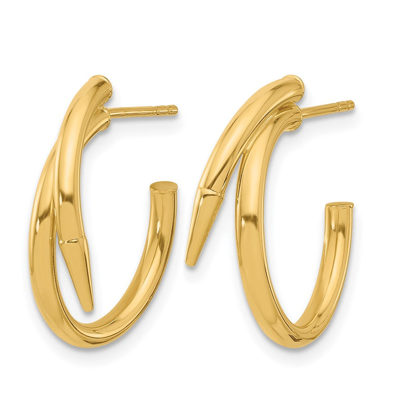 14K Yellow Gold Polished J Hoop Earrings