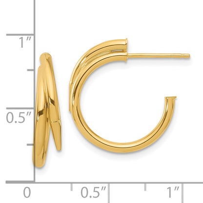 14K Yellow Gold Polished J Hoop Earrings