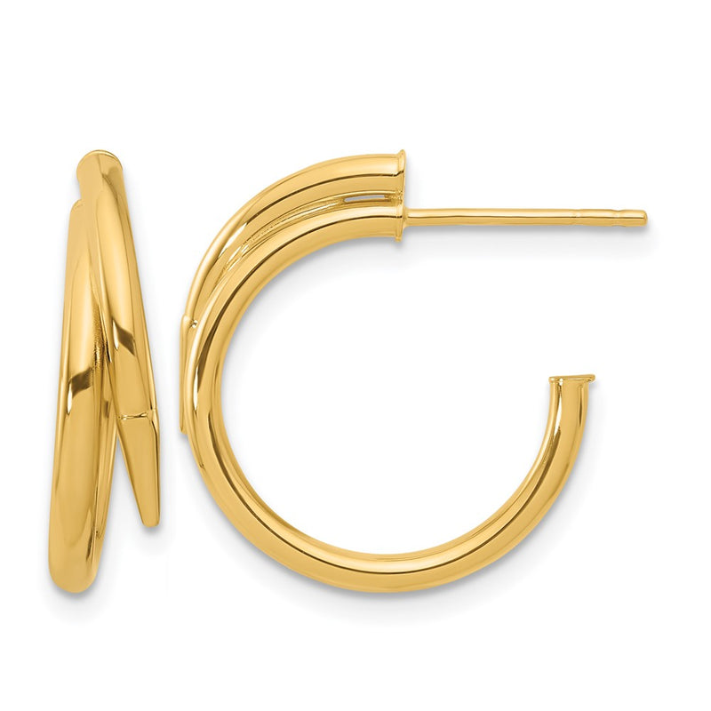 14K Yellow Gold Polished J Hoop Earrings