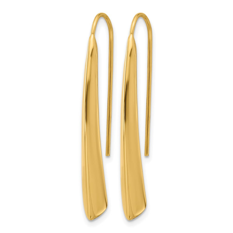 14K Yellow Gold Polished Drop Bar Threader Earrings