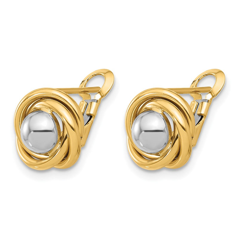 14K Two Tone Polished Omega Back Earrings