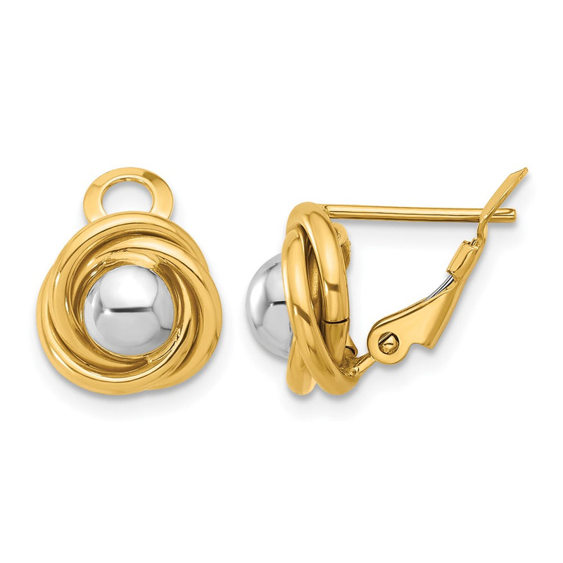 14K Two Tone Polished Omega Back Earrings
