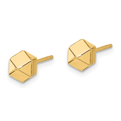 14K Yellow Gold Polished Geometric Ball Post Earrings