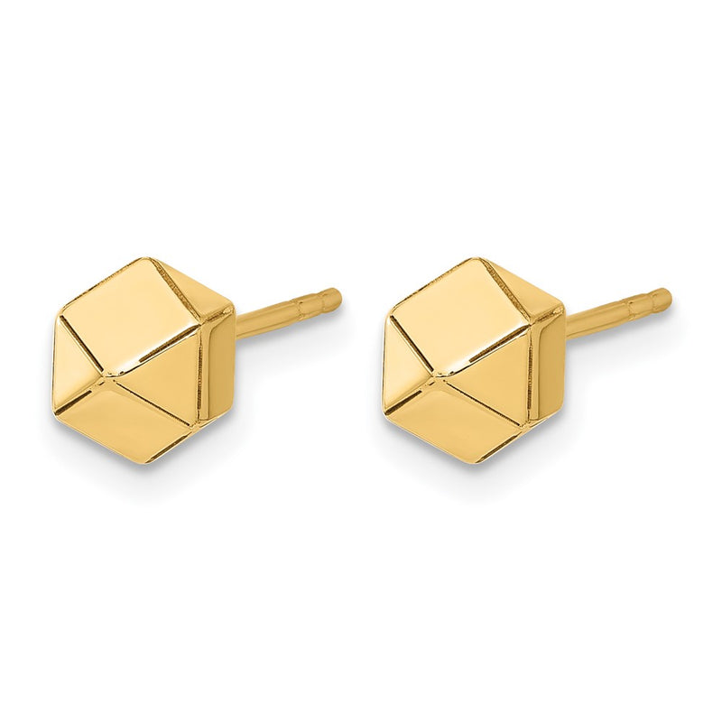 14K Yellow Gold Polished Geometric Ball Post Earrings