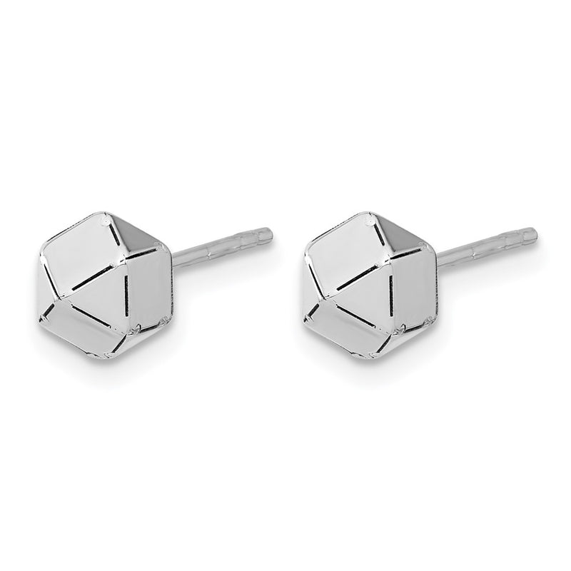14K White Gold Polished Geometric Ball Post Earrings