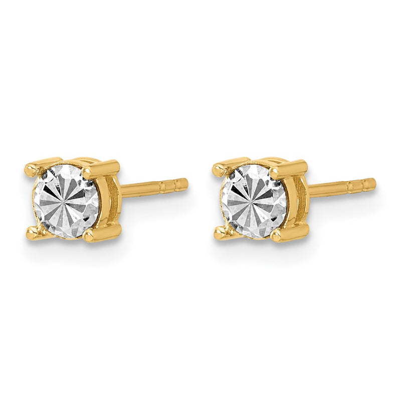 14K Yellow & Rhodium Polished And D/C Post Earrings