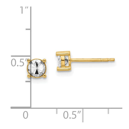 14K Yellow & Rhodium Polished And D/C Post Earrings