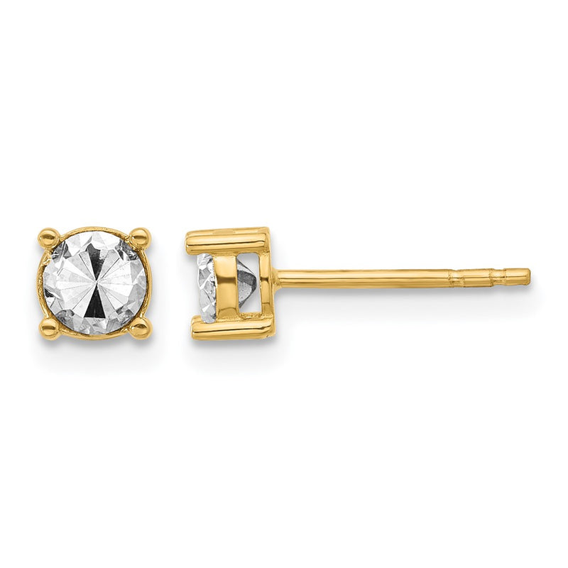 14K Yellow & Rhodium Polished And D/C Post Earrings