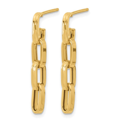 14K Yellow Gold Polished Link Dangle Post Earrings