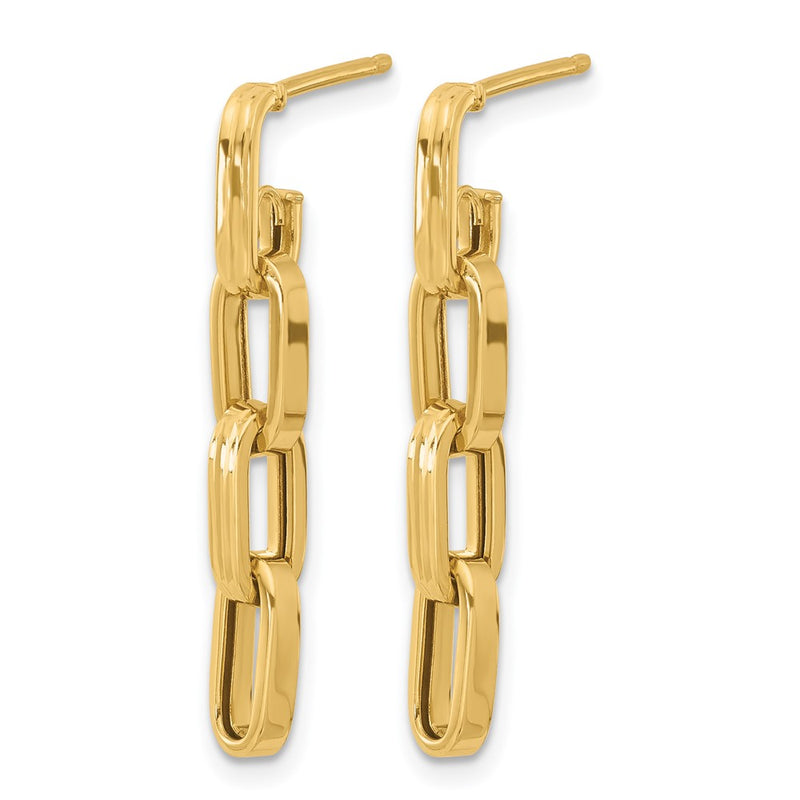 14K Yellow Gold Polished Link Dangle Post Earrings