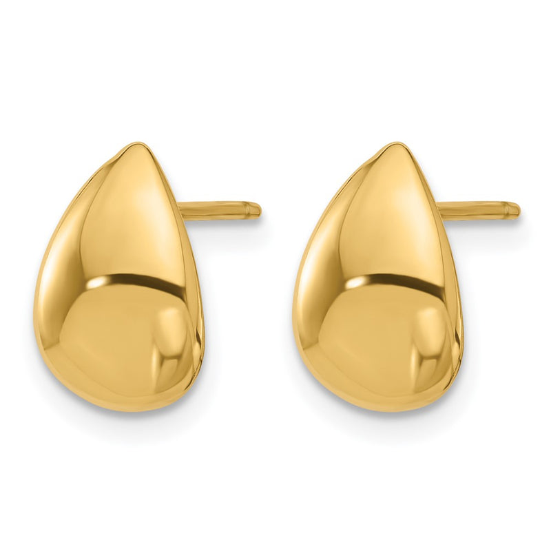 14K Yellow Gold Polished Teardrop Post Earrings