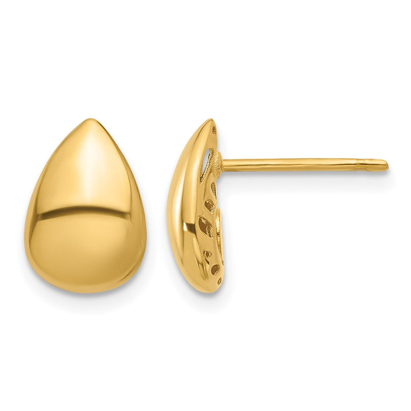 14K Yellow Gold Polished Teardrop Post Earrings