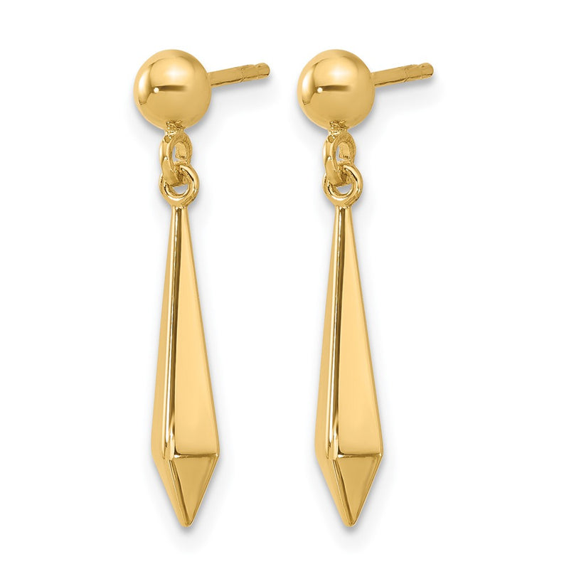 14K Yellow Gold Polished Post Dangle Earrings