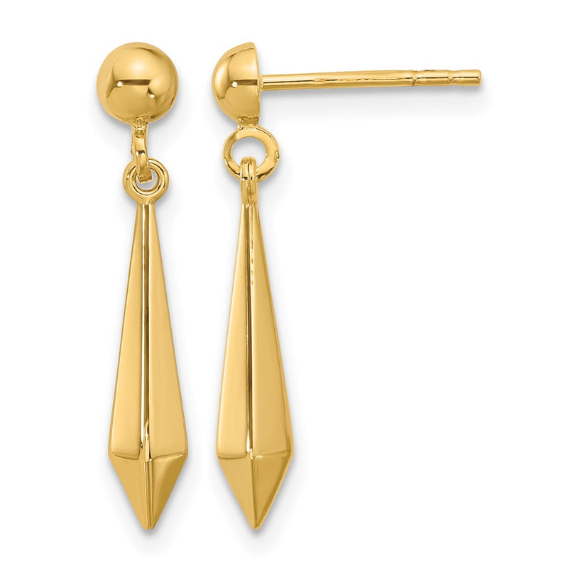 14K Yellow Gold Polished Post Dangle Earrings