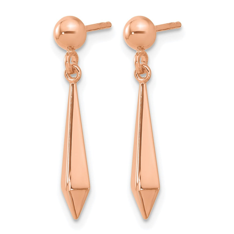 14K Rose Gold Polished Post Dangle Earrings