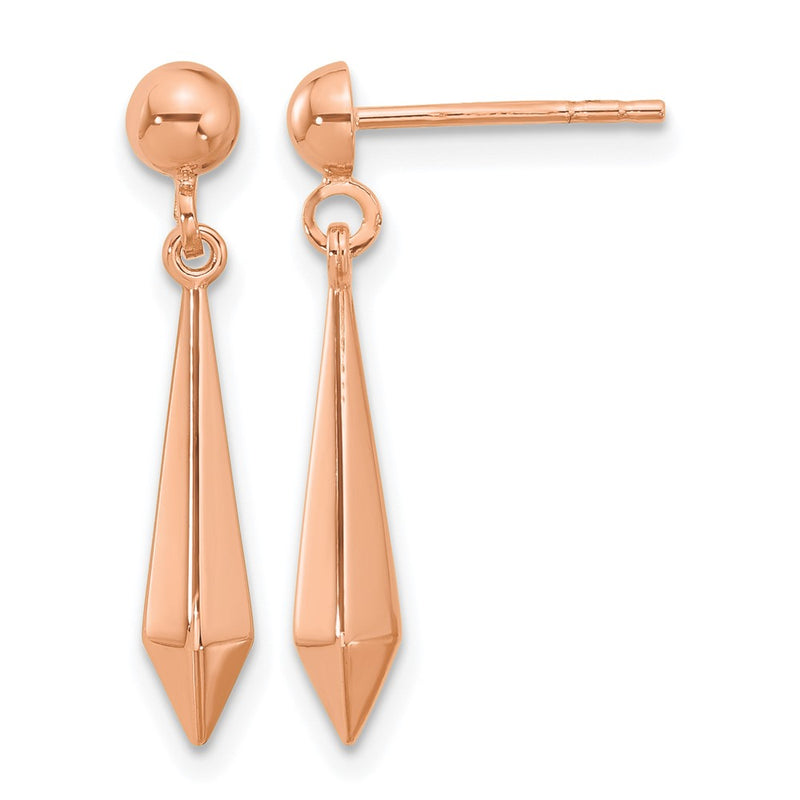 14K Rose Gold Polished Post Dangle Earrings