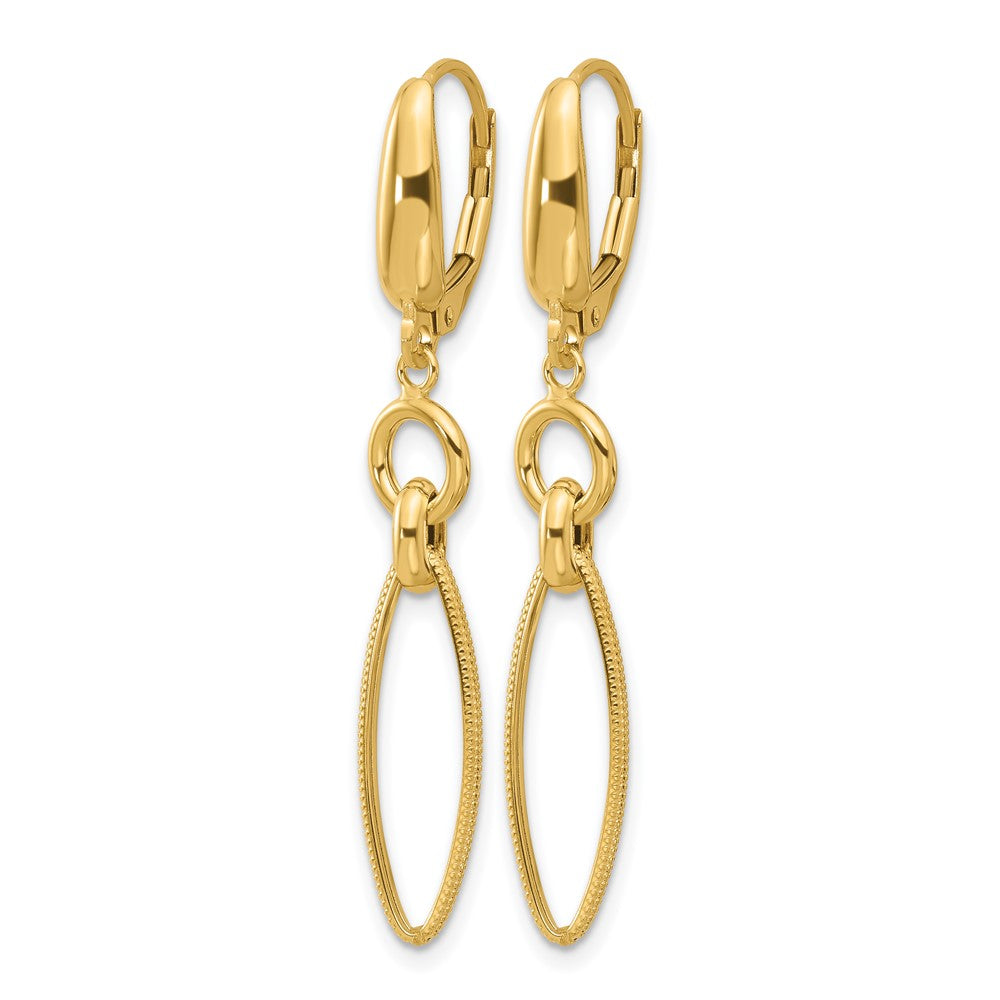 14K Yellow Gold Polished And Diamond Cut Dangle Earrings