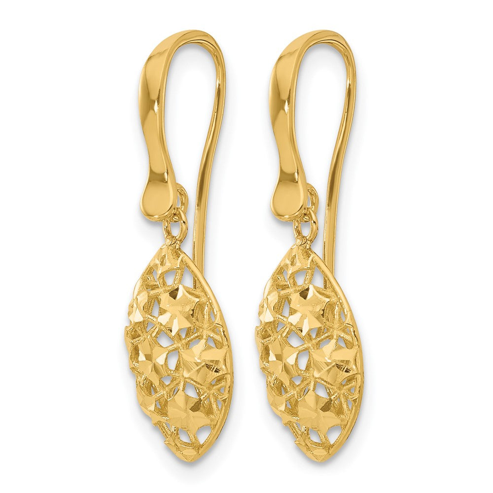 14K Yellow Gold Polished D/C Shepherd Hook Dangle Earrings