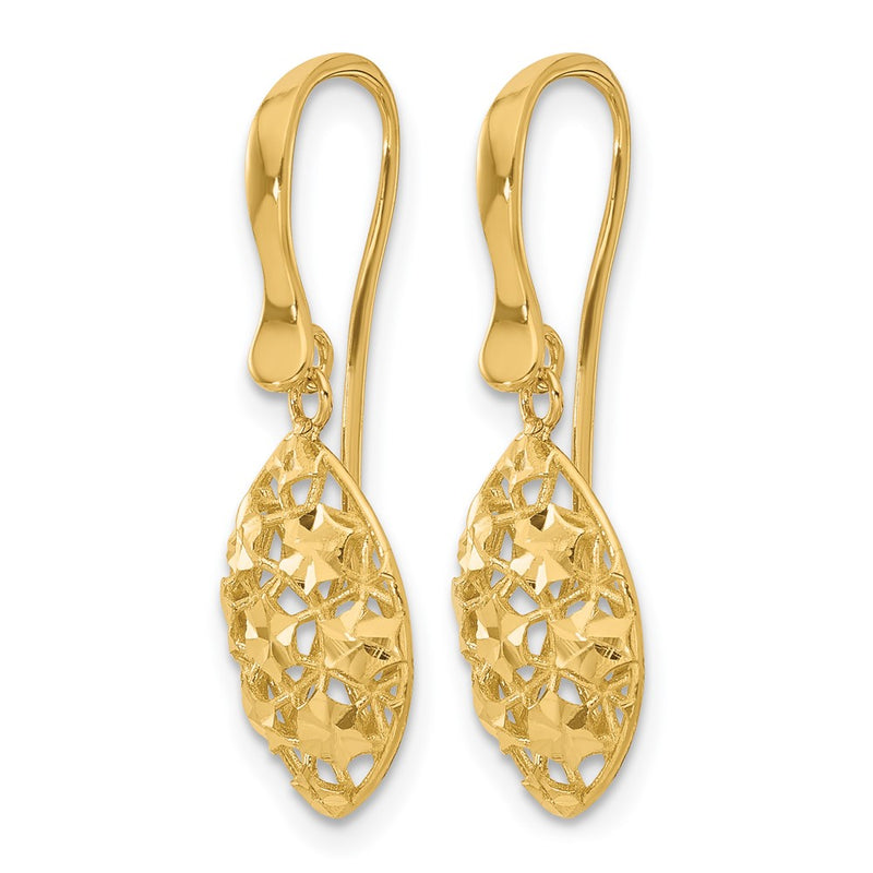 14K Yellow Gold Polished D/C Shepherd Hook Dangle Earrings