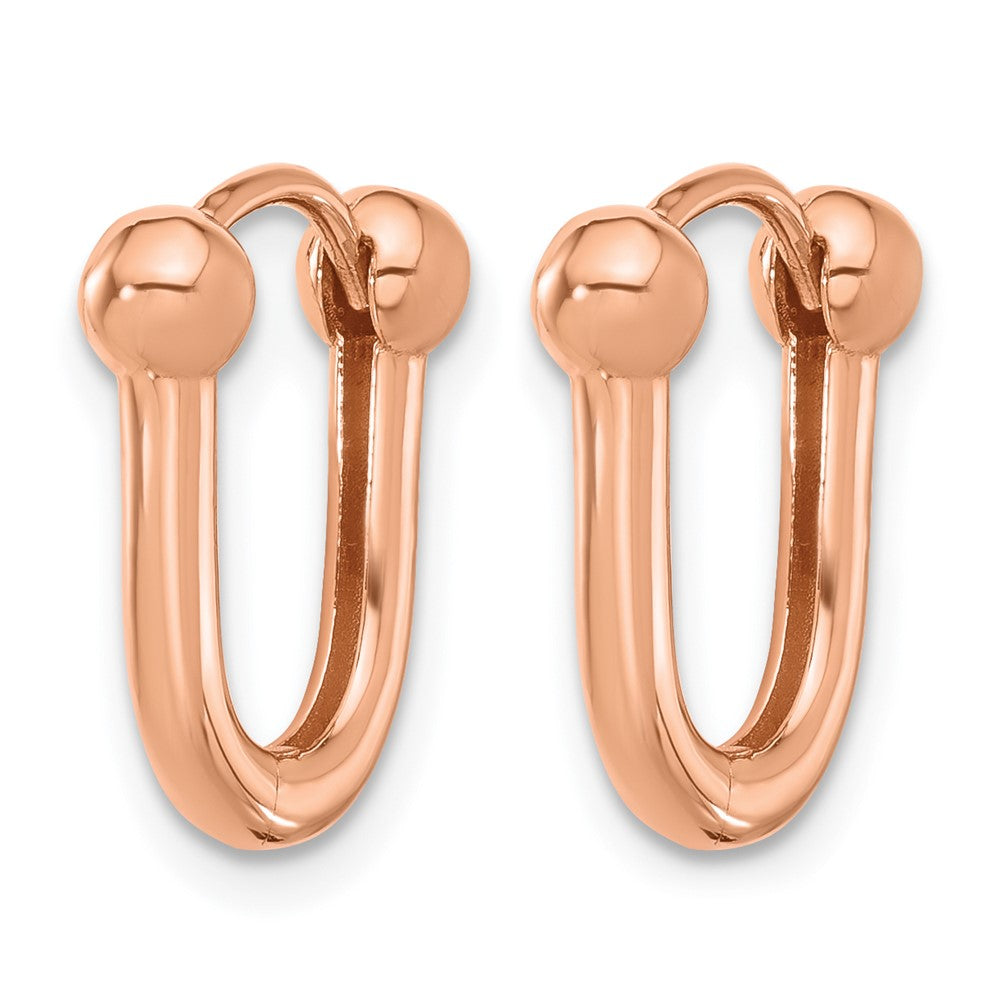 14K Rose Gold Polished Hinged Hoop Earrings