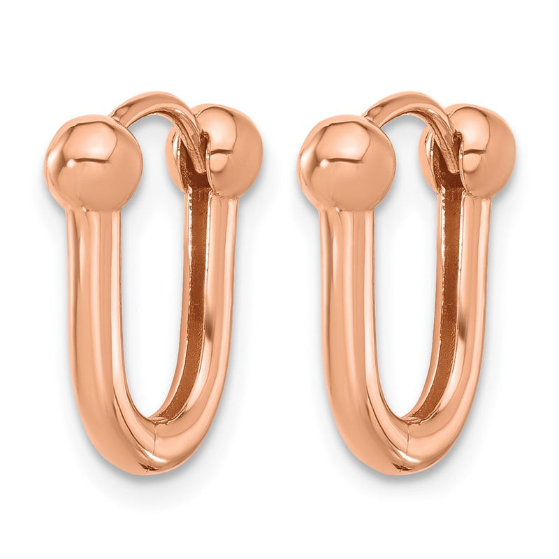14K Rose Gold Polished Hinged Hoop Earrings