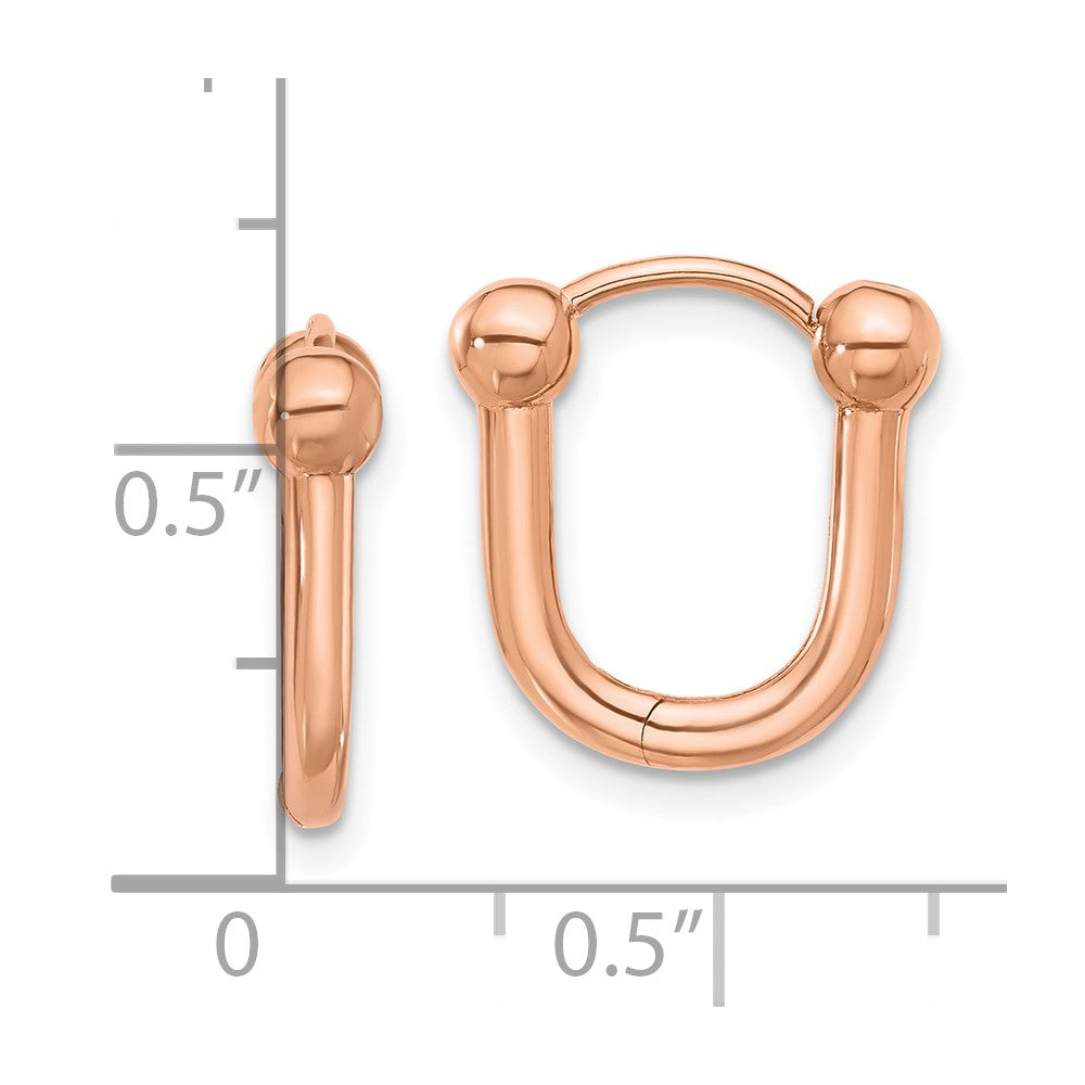 14K Rose Gold Polished Hinged Hoop Earrings