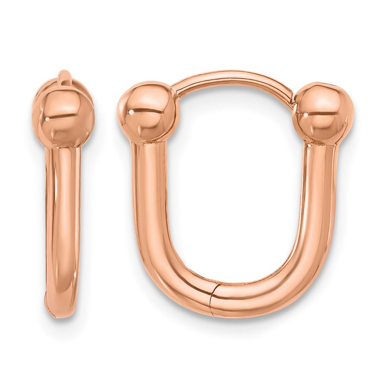 14K Rose Gold Polished Hinged Hoop Earrings