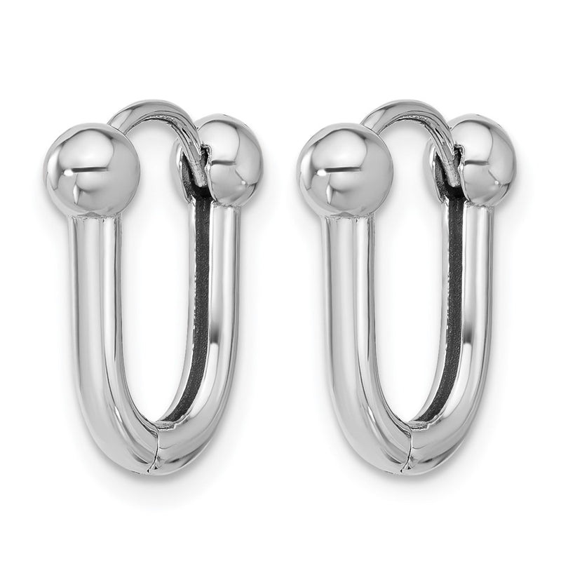 14K White Gold Polished Hinged Hoop Earrings