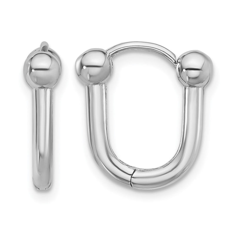 14K White Gold Polished Hinged Hoop Earrings