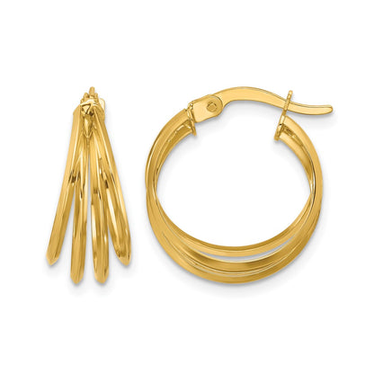 14K Yellow Gold Polished Hoop Earrings