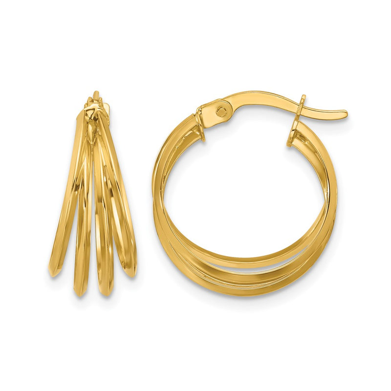 14K Yellow Gold Polished Hoop Earrings