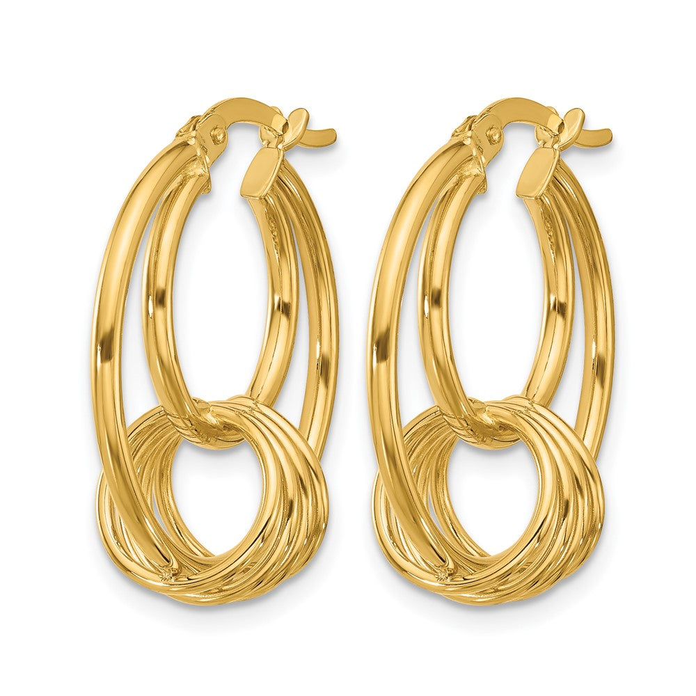 14K Yellow Gold Polished Fancy Hoop Earrings