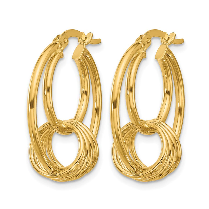 14K Yellow Gold Polished Fancy Hoop Earrings