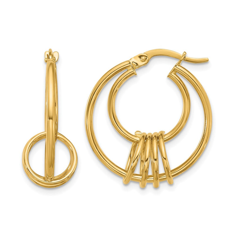 14K Yellow Gold Polished Fancy Hoop Earrings