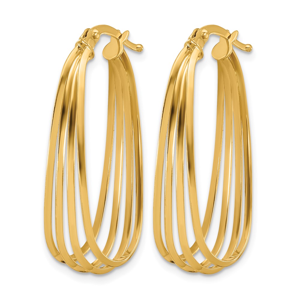 14K Yellow Gold Polished Oval Hoop Earrings