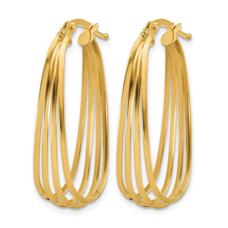 14K Yellow Gold Polished Oval Hoop Earrings