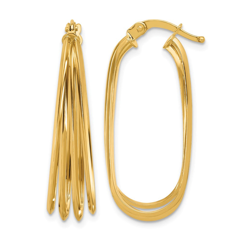 14K Yellow Gold Polished Oval Hoop Earrings