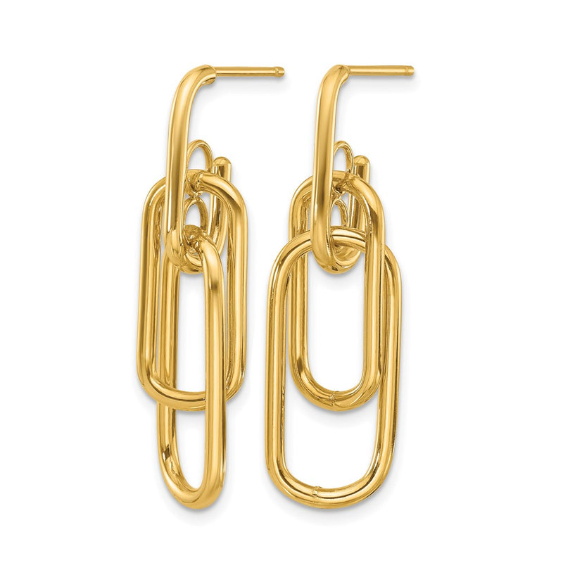 14K Yellow Gold Polished Post Dangle Earrings