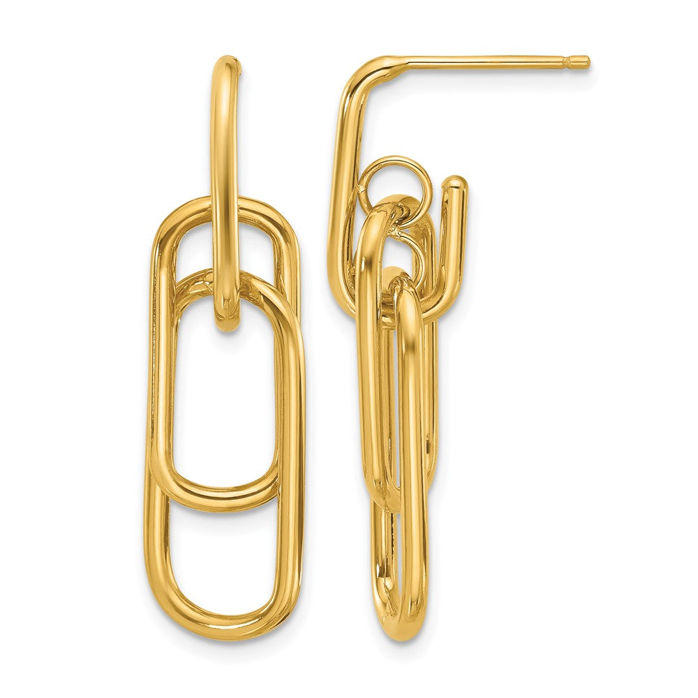 14K Yellow Gold Polished Post Dangle Earrings